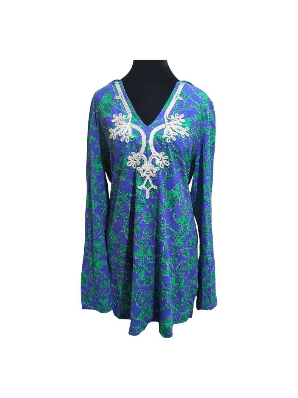 Lilly Pulitzer Noelle Hooded Tunic Large Loopy Elephants Pima Cotton Whimsical